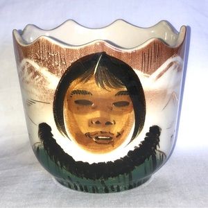 Vintage Sascha B Brastoff Inuit Eskimo Flower Pot California Pottery Planter